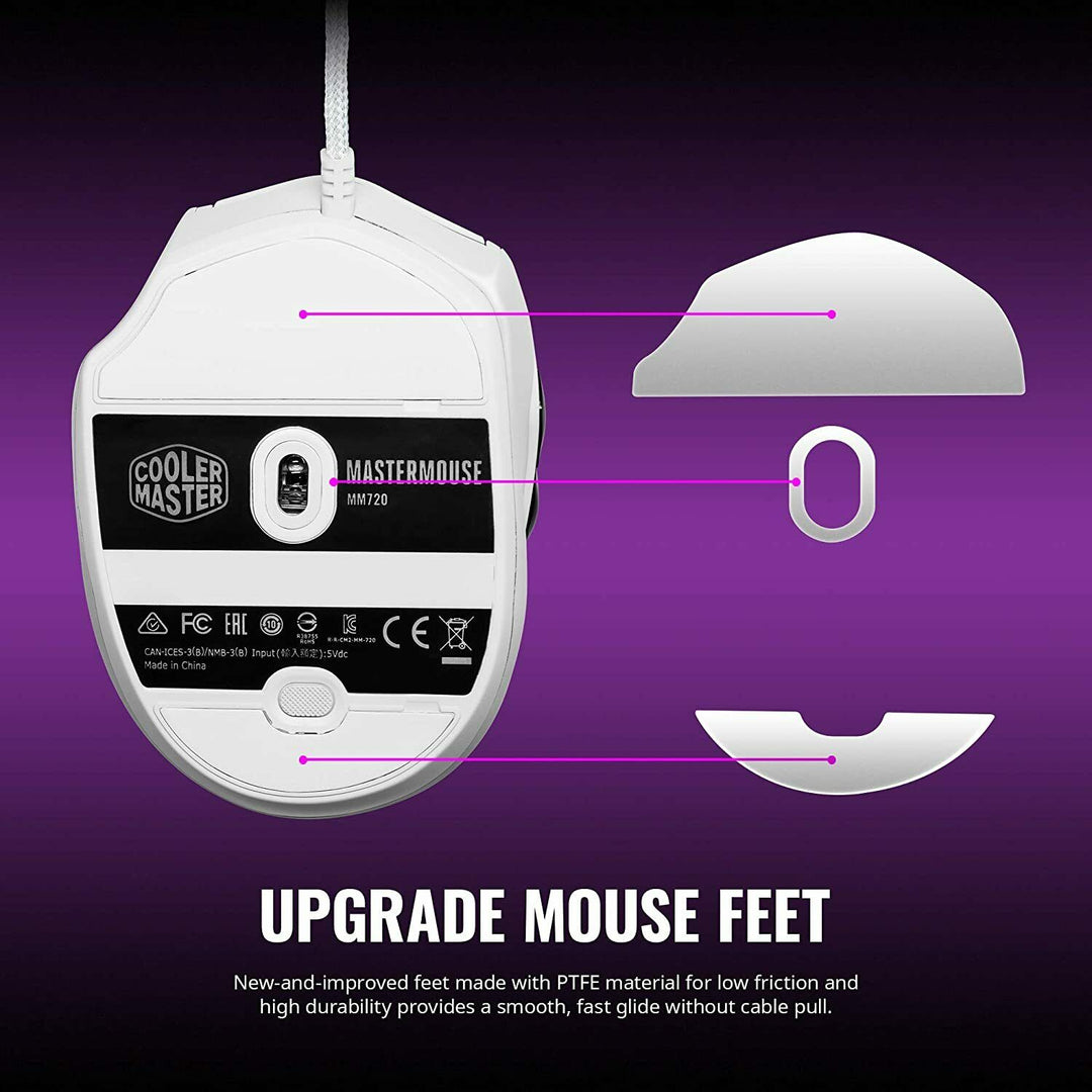 Cooler Master MM720 White Glossy Lightweight Gaming Mouse