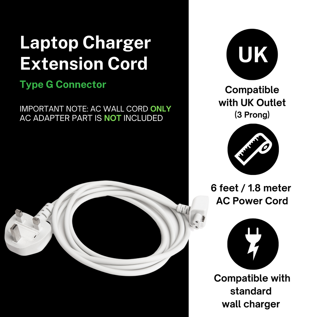 Laptop Charger Extension Cord (UK plug)