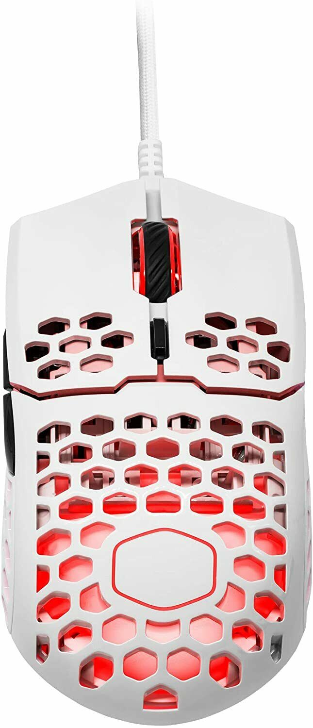 Cooler Master MM711 Glossy White Wired Gaming Mouse with Lightweight Honeycomb Shell